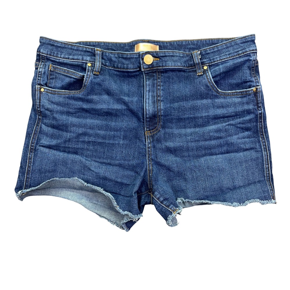 KUT Gidget Denim Shorts High Rise‎ Raw Hem Blue Sz 16 Fits 36" USA Grunge Beach
